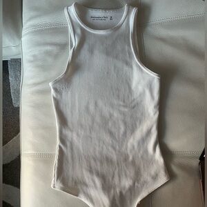 Abercrombie & Fitch White Ribbed bodysuit